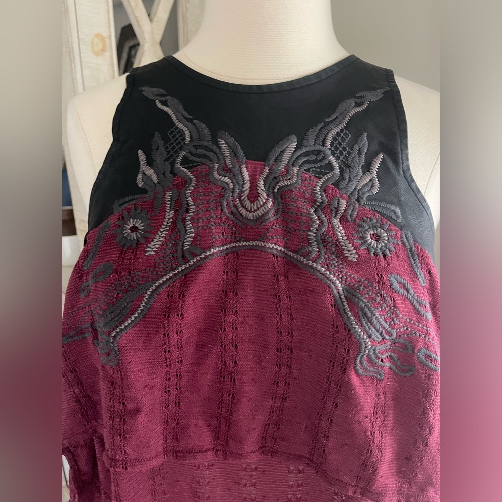 Free People vegan leather high low Moto tank top XS - Picture 4 of 7